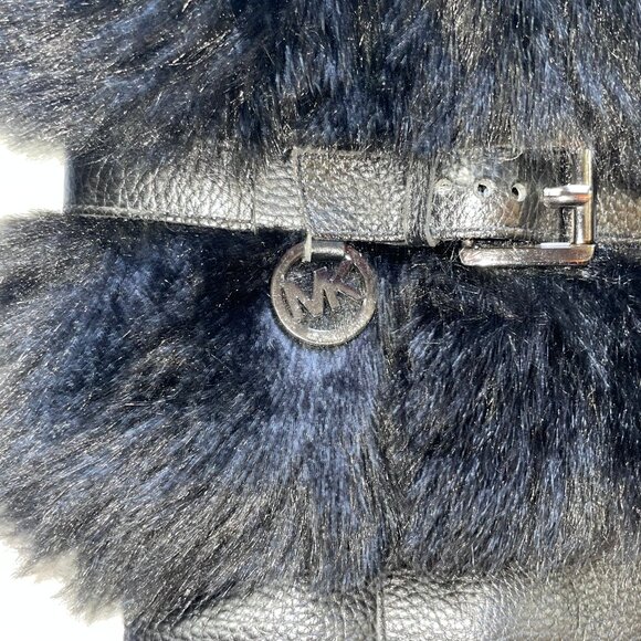 Michael Kors Black Fur-Trimmed Heeled Boots - Picture 7 of 11